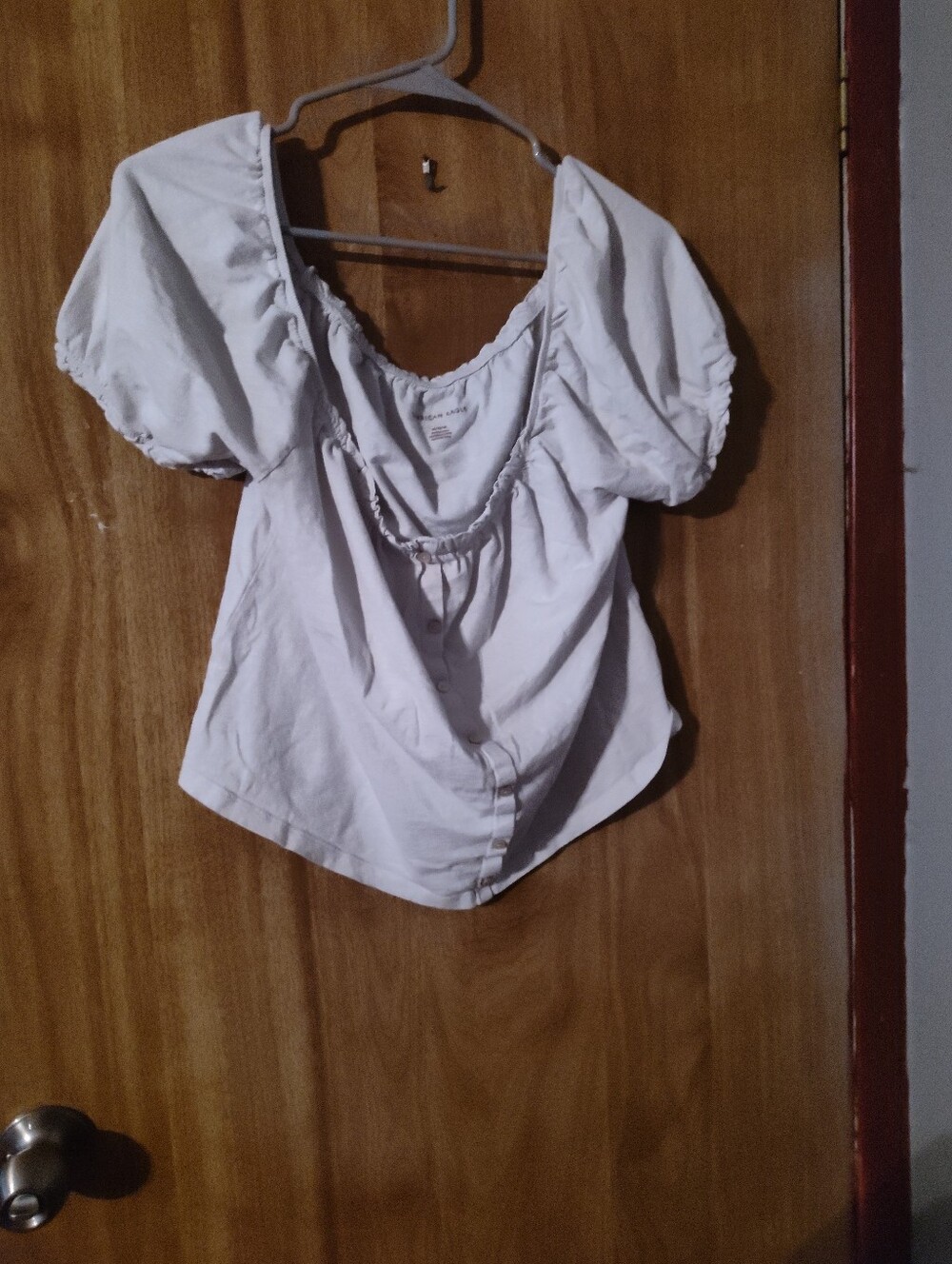 American Eagle Outfitters White Puff-Sleeve Peasant Top